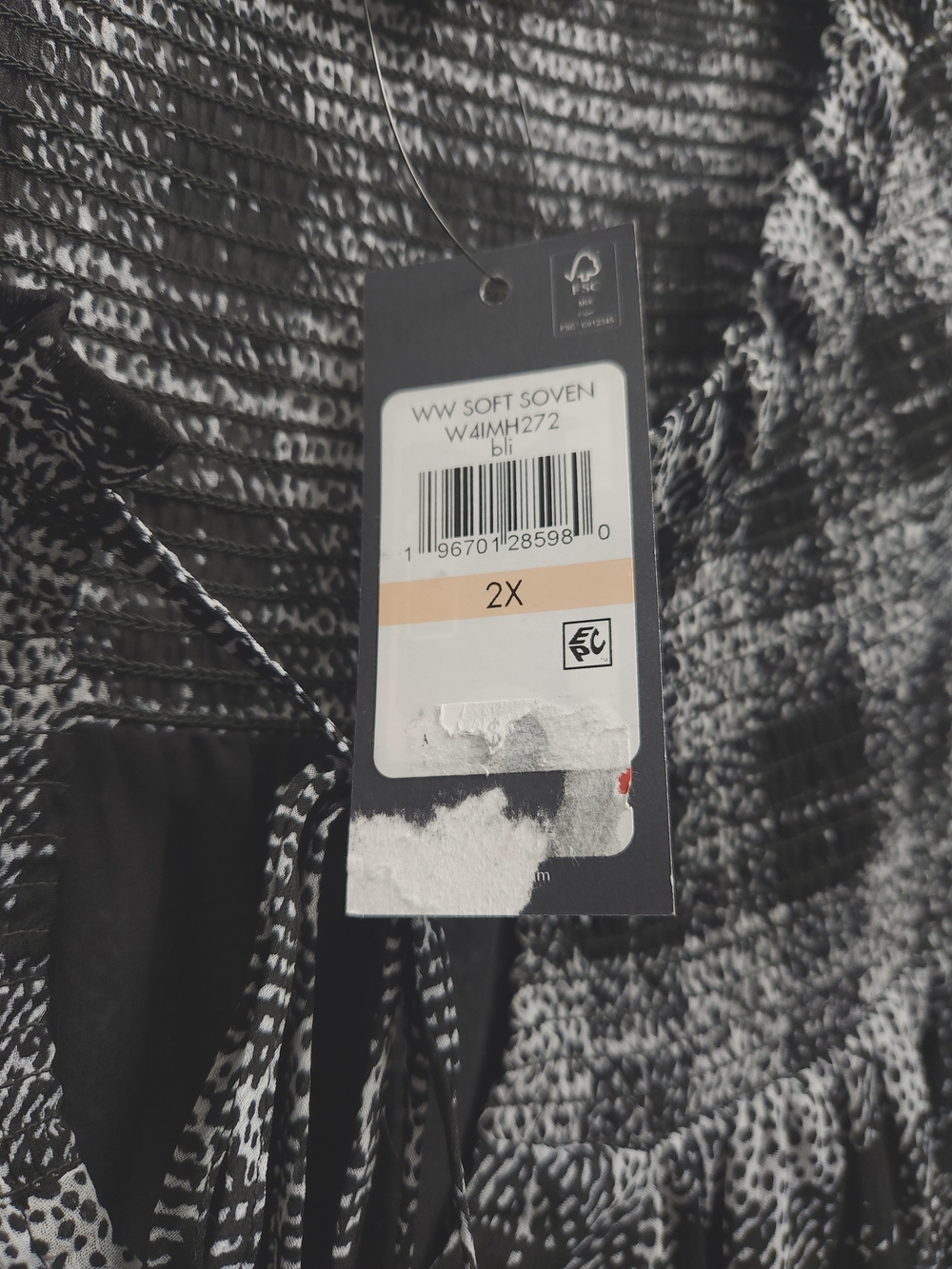 NWT Tommy Hilfiger Black & White Plaid Ruffle Neck Peasant Blouse Size 2X - Picture 6 of 12